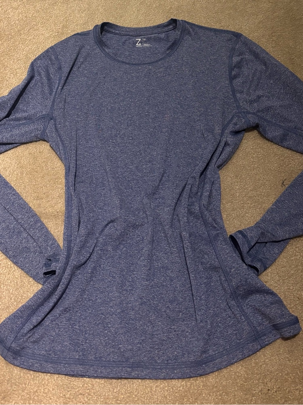 Zella Heathered Navy Blue Long-Sleeve Crew Neck Top